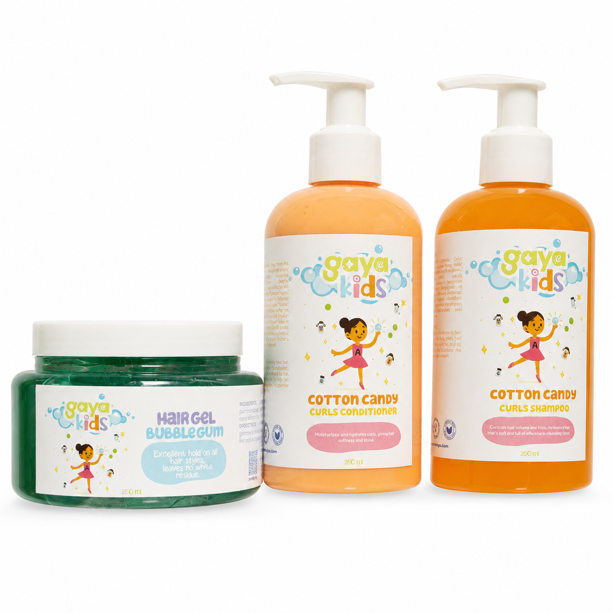 Gaya Kids Cotton Candy Hair Care Set – Shampoo, Conditioner & Gel