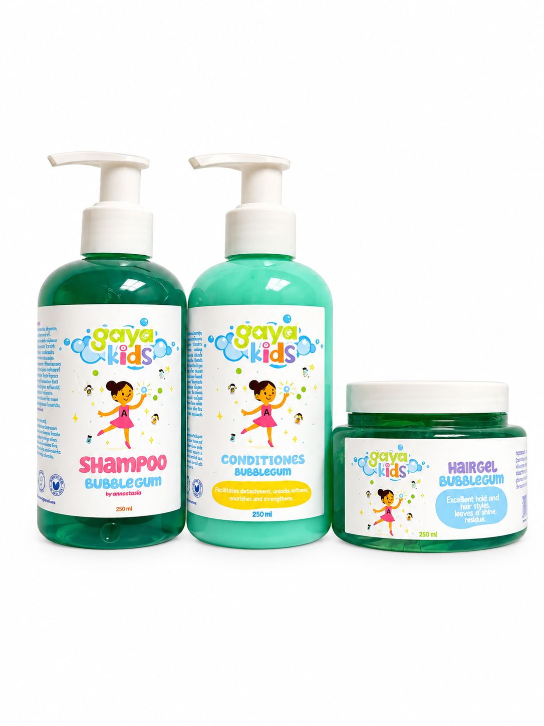 Gaya Kids Bubble Gum Hair Care Set – Shampoo, Conditioner & Gel