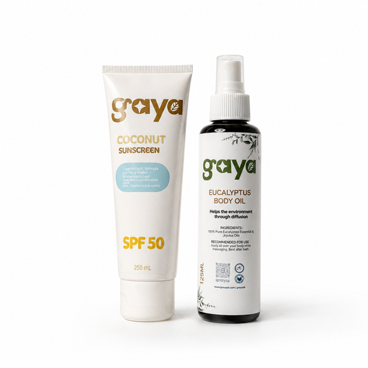 Gaya Sun & Body Duo – Coconut SPF 50 + Eucalyptus Body Oil